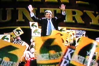 John Kerry campaigning in October of 2004.  Notice the numbers 666!  Was this just a coincidence or more of the illuminati's symbolic language which we see so prevalent throughout society?